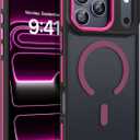 BENTOBEN Magnetic for iPhone 17 Pro Max Case 2025 [Compatible with Magsafe] [Military-Grade Protection] Matte Women Men Anti-Slip Shockproof Bumper Phone Cases for 17 Pro Max 6.9", Hot Pink/Black