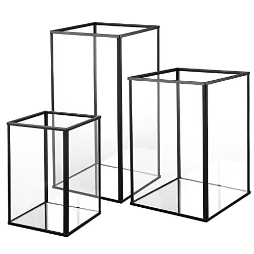 yshengood Hurricane Candle Holder 3 Pieces, Gass Candle Holders for Pillar Candles, Large Hurricane Candle Holder