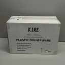 KIRE 175Pcs Blue Plastic Plates with Silver Rim & Disposable Silverware with Blue Handle & Silver-rim Cups & Hand Napkin & Plastic Dinnerware for Parties/Wedding