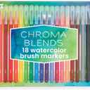 Ooly Chroma Blends Watercolor Brush Markers, Pens for Writing & Hand Lettering, School Supplies - Set of 18