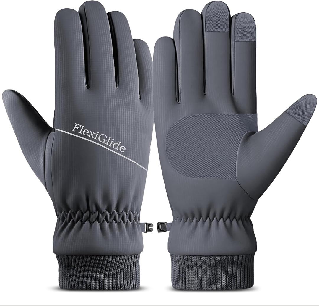 Winter Waterproof Ski Gloves Men Women, Snow Warm Cycling Cold Weather, Driving Biking Running (Dark Gray)