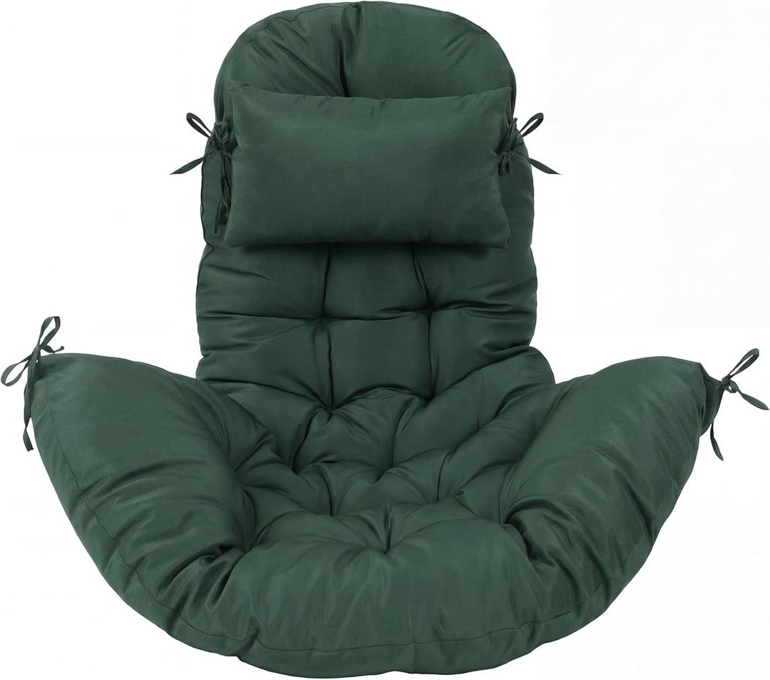 Tudomro Egg Chair Cushion Filling 2.58 kg Replacement Rocking Wicker Chair Cushions High Back Swing Hammock Egg Hanging Cushion Thicken for Indoor Outdoor Patio(Forest Green,1 Pcs)