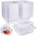 23 Pcs Clear Hinged Plastic Containers with Lids,Individual Cake Slice Containers,Square Plastic Food Container,Disposable Clamshell Take Out Containers for Cakes,Cookies,Pasta,Sandwiches,Salad