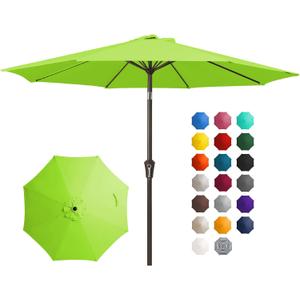 JEAREY 10FT Outdoor Patio Umbrella Outdoor Table Umbrella with Push Button Tilt and Crank, Market Umbrella 8 Sturdy Ribs UV Protection Waterproof for Pool, Garden (Apple Green)