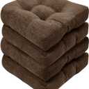 3 x Basic Beyond Chair Cushions for Dining Chairs, Non-Slip Chair Pads, Thick Seat Cushions for Dining Room Chairs, Kitchen Chair Cushions Set of 4, 17" x 17" x 4", Brown