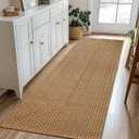 Runner Rug – Boho 2x5 ft Hallway Runner Rug,Braided Design Neutral Entryway Rug with Rubber Backing,Tan Brown,Machine Washable,Solid Faux Jute Rug,for Bedroom,Bathroom,Non-Slip