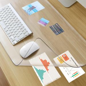 Awnour Clear Desk Mat on top of desks - 36 x 17 inches - Clear Transparent Plastic Desk Protector - Desk Writing Mat for Office and Home (36x17)
