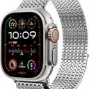 LULULOOK Milanese Mesh Loop Compatible with Apple Watch Band 49/46/45/44/42/41/40/38mm for Men Women, Stainless Steel Magnetic Buckle Strap for iWatch Ultra 3/2 Ultra Series 11 10 9 8 7 6 SE 5 4 3 (Silver)