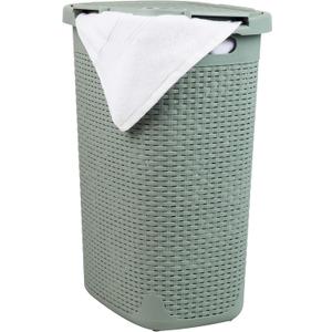 Mind Reader Slim Laundry Hamper with Lid, 60L Tall Clothes Basket, Narrow Tapered Design for Bathrooms, Closets and Laundry Rooms, Plastic, Mint, 1 Piece