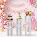3Pcs Hourglass-Shaped Cake Stand with Cylinder Pedestal, Large White Round Plinth for Weddings, Birthdays, Baby Showers & Party Decor