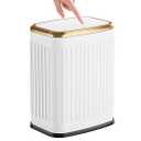 TIPGO Bathroom Trash Can with Lid, 2.1 Gallon / 8 Liter Small Garbage Can, Press Top Bin, Stainless Steel Wastebasket with Pop-Up Lid for Bedroom, Living Room, Office (White)