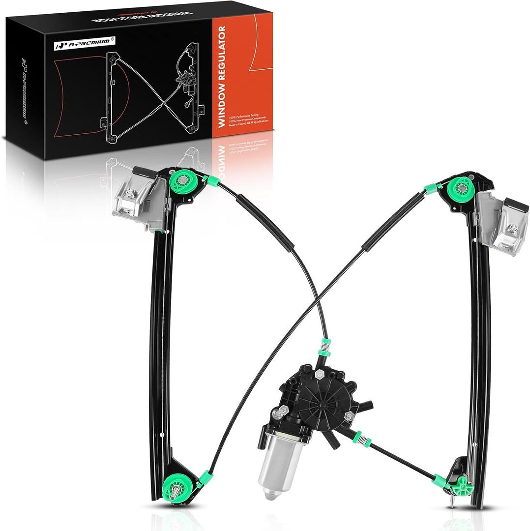 A-Premium Power Window Regulator with Motor Front Passenger Side Compatible with Chevrolet Corvette C5 1997 1998 1999 2000 2001 2002 2003 2004, with 2-Pin Motor, Front Right Passenger Side