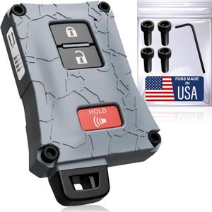 Heavy-Duty Key Fob Case Replacement for Toyota Tacoma 16-23, Tundra 20-21, & 4 Runner 20-21 - Rugged Key Protector - Shockproof & Scratch-Resistant - Secure Fit (Cement, Black Screws)