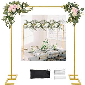 8.2 FT Wedding Arch Rectangle Stand Square Backdrop Stand , Extra Clamps to Table Rod Stand, Adjustable Photo Booth Background Kit, Balloon Arch Stand For Valentines Day Birthday Baby Shower Decor (Matte Black)