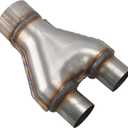 Y Pipe 3 Inch ID Single to 2 Inch ID Dual Exhaust Adapter Connector, T409 Stainless Steel, Overall Length: Approx. 10", Universal