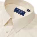 Alimens & Gentle Men's Dress Shirt Regular Fit Stretch Stain Shield Long Sleeve Solid Business Wedding Button Down Shirts (4X-Large, Beige)