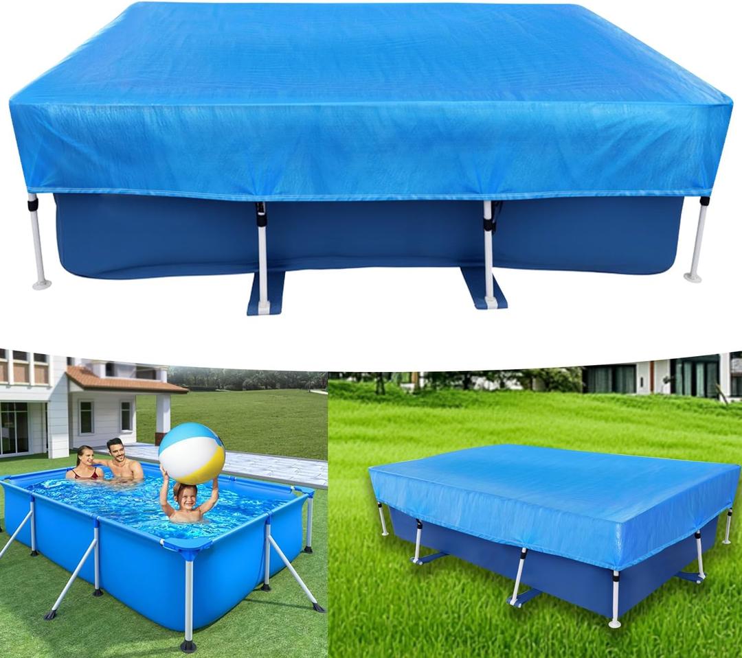 Rectangle Pool Cover 87x59 in for Above Ground Pool 7x4 ft Draw Strings Swimming Pool Cover for 7.3 ft x 4.9 ft Rectangular Frame Pools Heavy Duty Pool Cover Protector for Dustproof