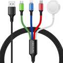 Travel Essentials,4 in 1 for Apple Watch Charger/iPhone Charger/Multi Charging Cable,Vacation RV Camping Essentials,USB C/L/Micro Portable Charger for iWatch 11-1/iPhone 17-12,Car&Gift-4FT