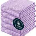 5 Pack Dual Tone Waffle Weave Kitchen Towels, 16x26 Inch, 100% Cotton, Reversible, Super Absorbent, Quick Dry, Durable Dishcloth Set, Soft Hand Towels for Cleaning, Lavender