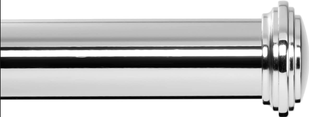 Ivilon Window Curtain Rod Decorative End Cap Design, 1 Inch Rod, 48 to 86 Inch. Chrome