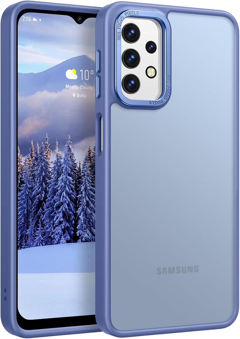 Rayboen for Samsung Galaxy A32 5G Case, Translucent Frosted Skin Feel Anti-Scratch Hard PC Back Soft Silicone Edge, Protective Shockproof Slim Fit Phone Cover for Samsung A32 5G, Matte Light Blue