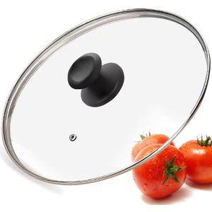 Glass Lid for 11 in Frying Pan, Tempered Replacement Top for 11 inches Cookware, Skillets, Stainless Steel Pans &Pots, Cast Iron, Cast Aluminium Pans, Dutch Ovens 28 cm (Black)
