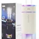 Portable Small Humidifiers for Travel, Mini Air Ultrasonic Humidifier with Filter Element - Cool Mist, Whisper Quiet, Nightlight, 350ML Tank, Car Modes, Perfect for Baby, Bedroom, Hotel, Desk, Plants (White)