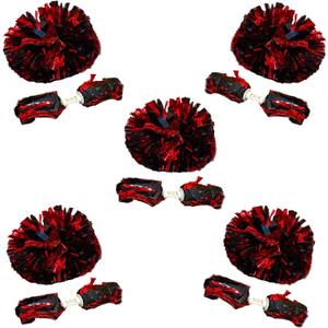 AOPANDA Cheerleading Pom Poms with Baton Handle for Team Spirit Sports Dance Cheering Kids Adults (Red and Black)