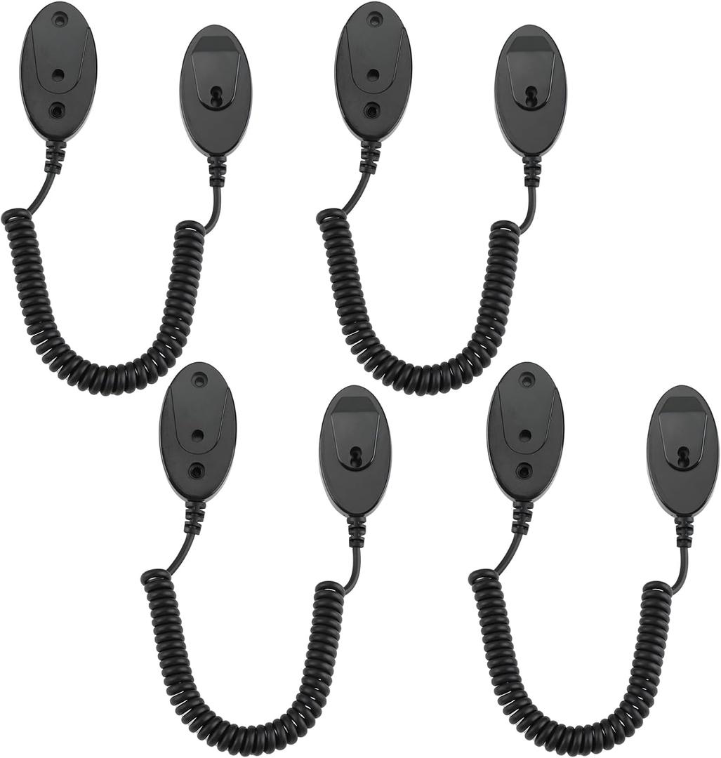 Magnetic Remote Leash Control Holder with Security Cable, Retractable Tidy Anti-lost Rope Organizer Easy Installation Stable Suitable for Projector TV Fan and Air Conditioner Remotes (4Pcs Black, S)