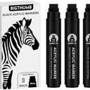 BIGTHUMB 3 Pcs Black Jumbo Permanent Markers: 15mm Wide Tip Thick Acrylic Paint Pen Large Calligraphy Marker for Rock Painting, Poster, Sign, Canvas, Glass, Wood, Ceramic