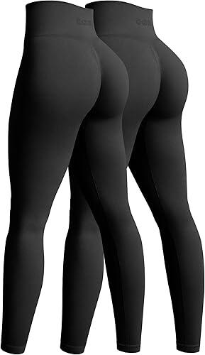 OQQ Women's 1 Piece Yoga Legging Seamless Workout High Waist Butt Liftings Athletic Leggings XL, Black
