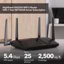 NETGEAR Nighthawk 6-Stream Dual-Band WiFi 6 Router (RAX54S)  Security Features, AX5400 Wireless Speed, Up to 5.4 Gbps, Covers up to 2,500 sq. ft., 25 Devices - 1-Year Armor Subscription Included