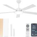 Ceiling Fans with Lights,52 inch Ceiling Fan with Light and Remote,6 Speeds,Reversible,3CCT,DimmableNoiseless,White Ceiling Fan for Bedroom,Living Room,Home Office