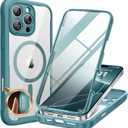 Miracase for iPhone 16 Pro Max Case 6.9'', [Bubble Free] Full-Body Phone case with Built-in Full Glass Screen &Lens Protector,Compatible with MagSafe,Drop Proof 16 Pro Max Cover, Green