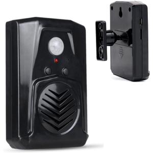 Replaceable Voice Motion Sensor PIR Infrared Sound Player Haunted House Scream Box Speaker with USB Download Function Christmas MP3 Horror Happy Music Motion Activated Voice Playe (Black)