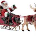 Kurt Adler Fabrich 10-Inch Santa in Sleigh with Deer Tablepiece