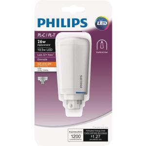 PHILIPS 26W Equivalent Soft White PL-C/T 4-Pin Vertical Orientation LED Tube Light Bulb - 1 Each