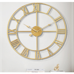 1st owned Large Wall Clock for Living Room Decor Silent Non-Ticking Decorative Wall Clock Roman Numerals Vintage Battery Operated for Kitchen Farmhouse Cafe Office Decor (Gold, 32 Inches)