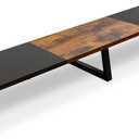 TEAMIX 42 inch Large Dual Monitor Riser, Extra Long Monitor Stand Riser for 2 Monitors, Wood & Steel Desktop Riser Desk Organization Home Office (Black+Brown, 42 inch)