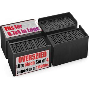 Bed Risers 5 inch, Oversized Extra Wide Bed Frame Risers, 11000lbs Heavy Duty Couch Risers, L Shape Wide Opening Furniture Risers for Bed, Couch, Desk, Chair, Soft, Platform, Dorm