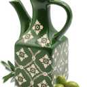 Olive Oil Dispenser Bottle Ceramic8.5 Oz Decoration Oil Dispenser for KitchenLeakproof Oil And Vinegar Container with HandleGreen Italian Cooking Oil CruetEasy Pour