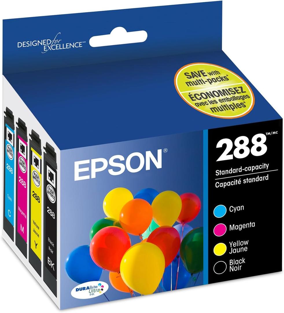 EPSON 288 DURABrite Ultra Ink Standard Capacity Black & Color Cartridge Combo Pack (T288120BCS) Works with Expression XP330, 430, 434, 340, 440, 446