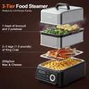 Kawu Electric Steamer for Cooking, 3-Tier Food Steamer with Hot Pot, 14Qt