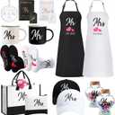 15 Pcs 2025 Wedding Gift Mr and Mrs Gifts for Couples Set, Mr and Mrs Aprons Wedding Honeymoon Bridal Shower Cooking Gifts Ideas for Bride Groom Engagement Anniversary Travel(Bride)