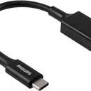 Philips USB C Male to USB A Female Adapter, 15W 6 inch Type A, 3.0 Adapter Port, Compatible with MacBook Pro/Air, iPhone 16 Pro/Max, Samsung Galaxy S24/S23/S22, 5 Gbps Transfer Speed, Black, SWU7113A/27