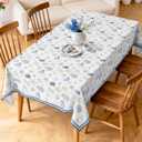 Coastal Seashell Tablecloth Waterproof, Summer Nautical Ocean Starfish Rectangle Table Cloth, Washable Table Cover for Kitchen Dining Party Decor (6084 Inch)
