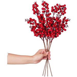 Lvydec 2 Pack Artificial Red Berry Stems Clearance - 19.5 Inch Christmas Holly Berry Branches for Holiday Home Decor and Crafts