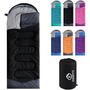 oaskys Camping Sleeping Bag - 3 Season Warm & Cool Weather - Summer Spring Fall Lightweight Waterproof for Adults Kids - Camping Gear Equipment, Traveling, and Outdoors