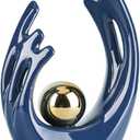 12" H Navy Blue Aesthetic Room Decor Accent, TV Stand Funky Table Centerpiece, Abstract Art Ceramic Statue and Sculpture, Blue Decor for Living Room, Bookshelf Decorative Objects, Shelf Decorative