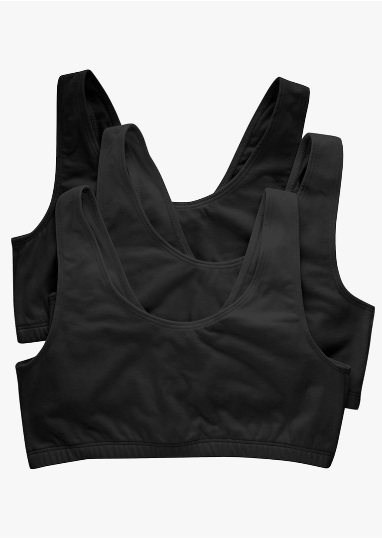 Hanes Women's Scoopneck Cotton Bralette Crop Top (3 Pack)